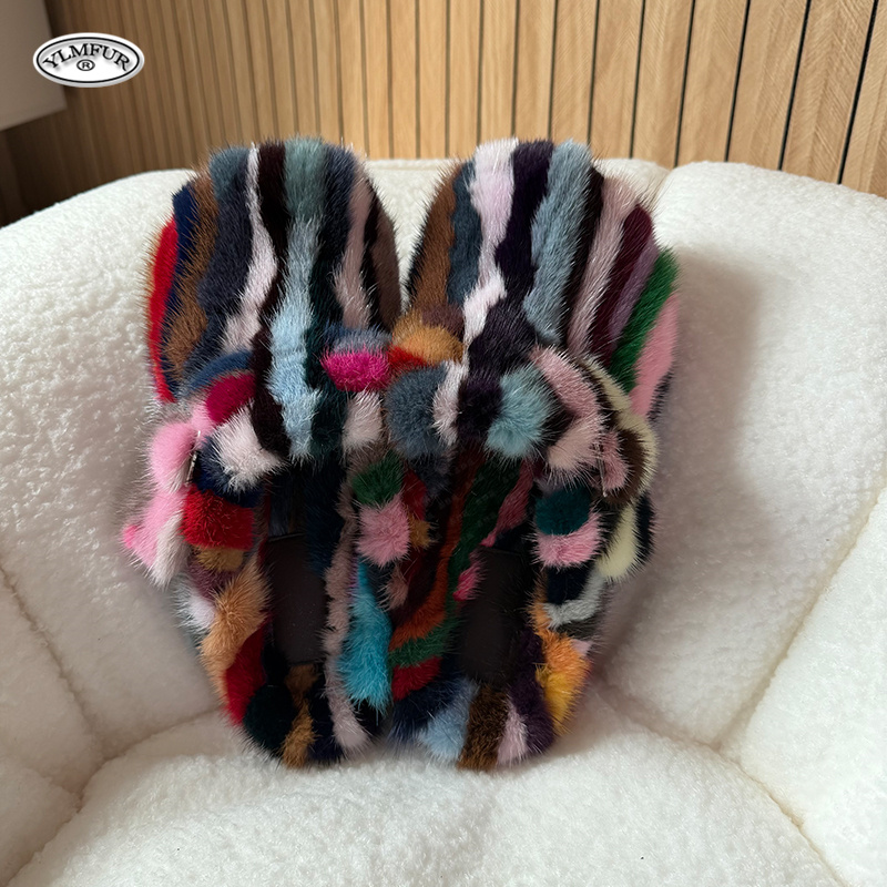 Women Shoes For Winter - Luksusowe klapki z futra norek New