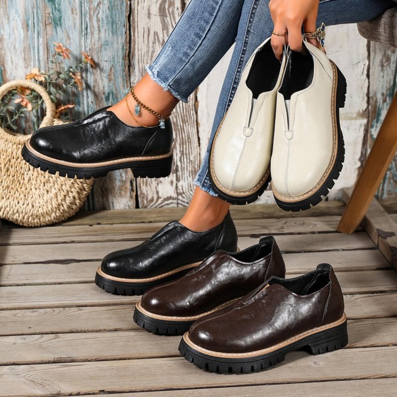 Women Shoes Loafers - Damskie buty w stylu retro brytyjskim,