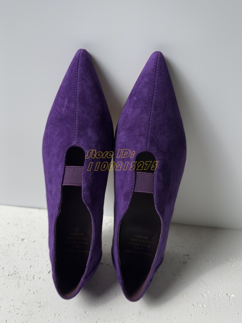 Fioletowe zamszowe czółenka z  – Women Shoes For Winter recenzja i cena